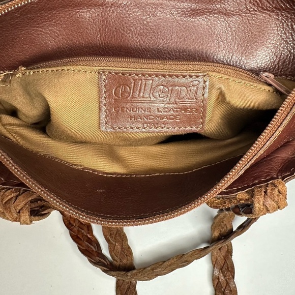 Vintage Ellepi Leather Woven Basket Braided Strap Shoulder Bag | Made in Italy - Picture 10 of 12